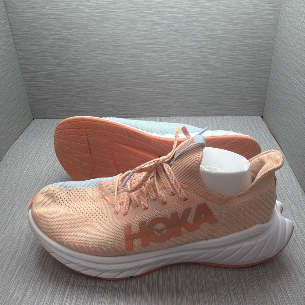 HOKA‎ Carbon X 3 Running Shoes Peach Blue Womens Size 10B No Insoles
